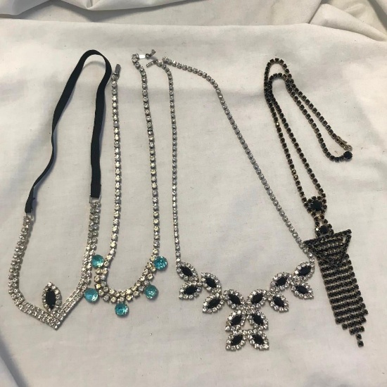 Lot of 4 Misc. Rhinestone Necklaces