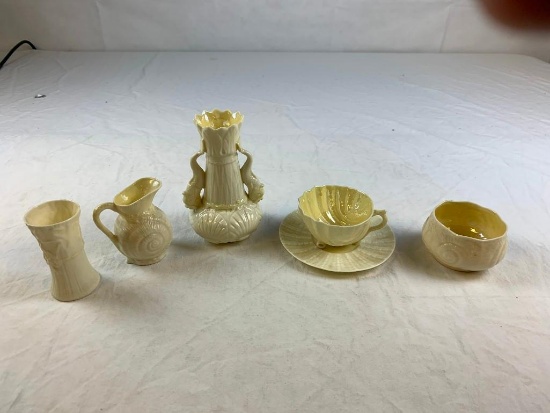 Vintage Belleek Porcelain Tea Set 5 Pieces