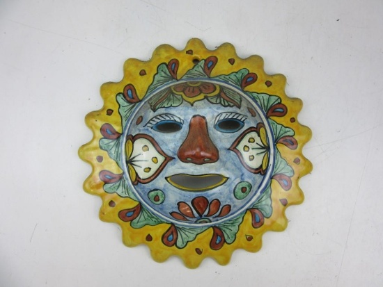 Hand Painted Ceramic Mexican Sun "Amora" Wall Hanging