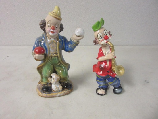 Pair of Ceramic Clown Figures 6"/7" Tall