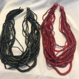 Red and Black Wooden Bead Necklaces