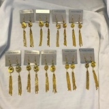 Lot of 9 Identical Gold-Toned Dangling Earrings