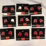 Lot of 9 Pairs of Gold-Tone, Red, an Black Pierced Earrings