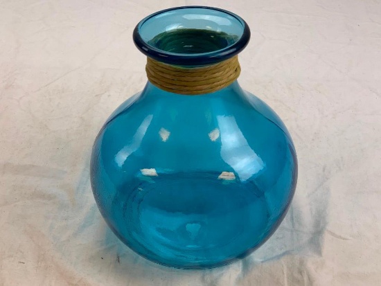 Blue Round Glass Vase