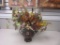 Ornate Fleur-De-Lis Vase with Faux Flowers and Feathers