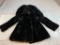 Vintage woman's Genuine fur black coat with shawl
