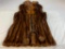 Vintage woman's genuine fur brown sleeveless coat