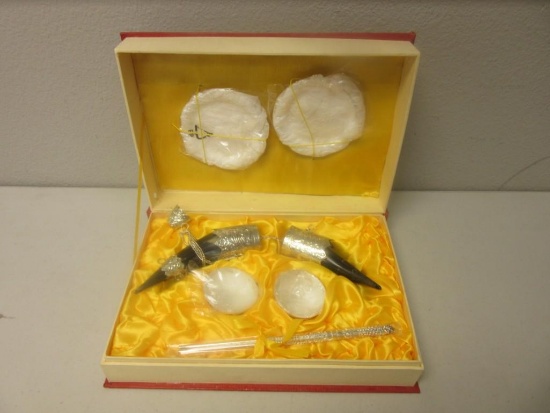 Vintage Chinese 2-Person Drinking Set in Red Box