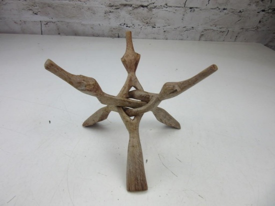 Wood Carved Figure of Three Dancing/Hugging Spirits