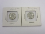 Pair of 1952-D .90 Silver Roosevelt Dimes UNC