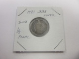 1921 .835 Silver Swiss 1/2 Franc
