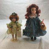 Lot of 2 Vintage Plastic Girl Dolls with Stands