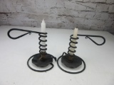 Pair of Vintage Metal Candle Holders w/ Candles