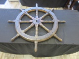 Antique Wood and Metal Ship's Wheel 40