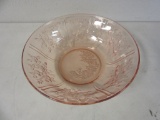 Vintage Pink Floral Design Glass Bowl 10