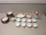 Hayasi China Hand Painted White/Pink Tea Set