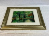 Vintage silk thread framed and matted art