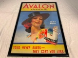 Vintage AVALON Cigarettes Advertising Poster