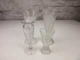 Lot of 4 Clear Glass Vases of Various Sizes