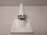 .925 Silver 7.9g Size 10 Three Clear Stone Ring
