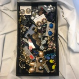 Tray Lot of Miscellaneous Pierced and Clip-On Earrings