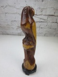 Wood Carved Eagle at Rest Sculpture 11.5