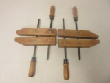 Pair of Large Vintage Wooden Clamps