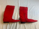 Women's Red Velvet Boots Size 6.5