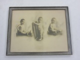 Framed Vintage Photograph of 3 Babies 12