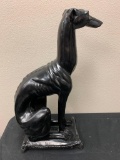 Vintage Large Black Greyhound Figurine