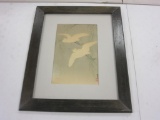 Framed Japanese Print of Two Cranes 24