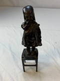 Vintage Cast Iron Girl Standing On Chair