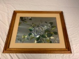 Framed Japanese Foil Print of Flowers and Bird
