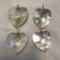 Lot of 4 Identical Bohemian Glass Heart Charms