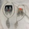 Lot of 2 Misc. Rhinestone Necklace and Earring Sets