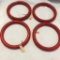 Lot of 4 Identical Red Bangle Bracelets