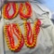 Lot of 4 Identical Colorful Pink, Orange, and Yellow Bead Necklaces