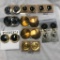 Lot of 9 Black and Gold-Tone Clip-On Earrings