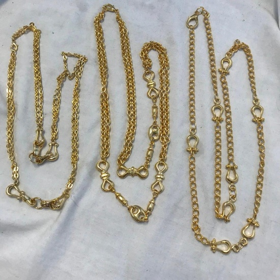 Lot of 3 Misc. Gold-Toned Chain Necklaces