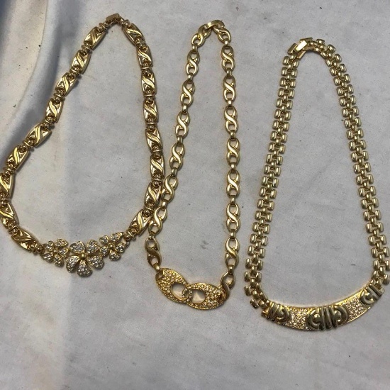 Lot of 3 Gold-Tone Necklaces