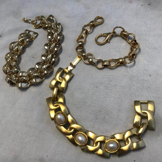 Lot of 3 Gold-Tone Bracelets