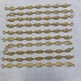 Lot of 10 Pairs of Identical Gold-Toned Bracelets