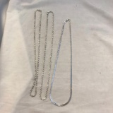 Lot of 3 Silver-Tone Chain Necklaces