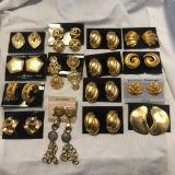 Lot of 15 Gold-Tone Clip-On Earrings