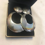 Pair of Large Sterling Silver Pierced Earrings