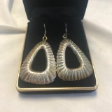 Pair of Large Sterling Silver Pierced Earrings