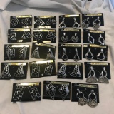 Lot of 19 Pairs of Misc. Silver-Toned Pierced Earrings