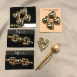 Lot of 6 Gold Toned Brooches