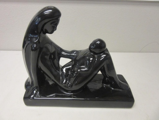 Haeger 307 1994 Black Ceramic "Mother with Child"