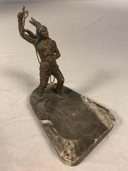 Vintage native American Metal Figure with tray